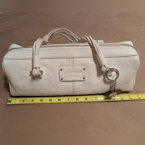 Kate Spade® NY Barrel Bag Added Tinsel & Silver Spade Charms With Key Ring - Picture 2 of 16